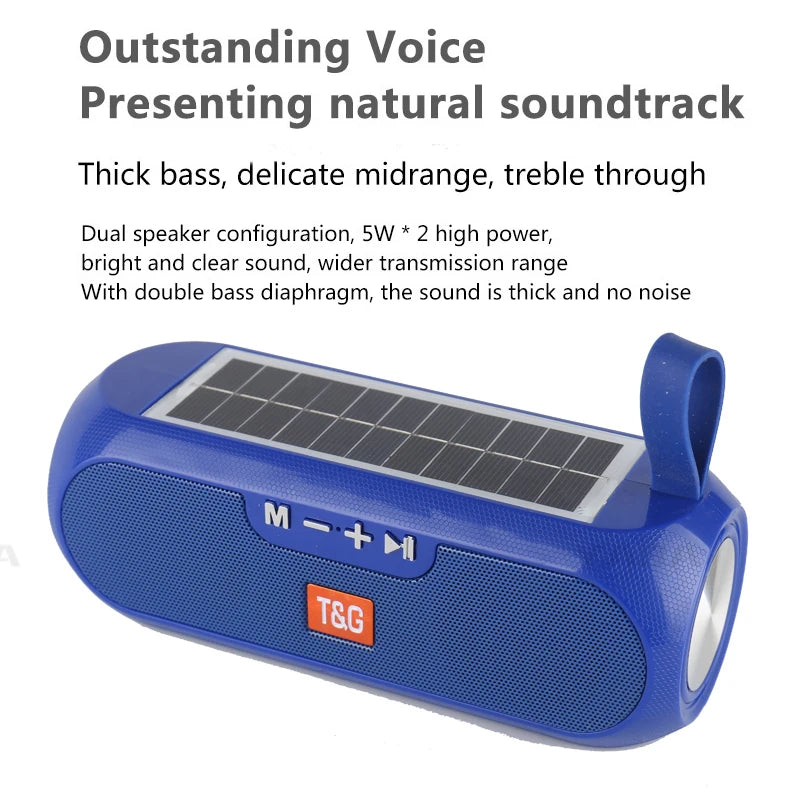 Mini Blue Wireless Speakers Music Sound Player Bluetooth Speaker Solar Charger Speaker