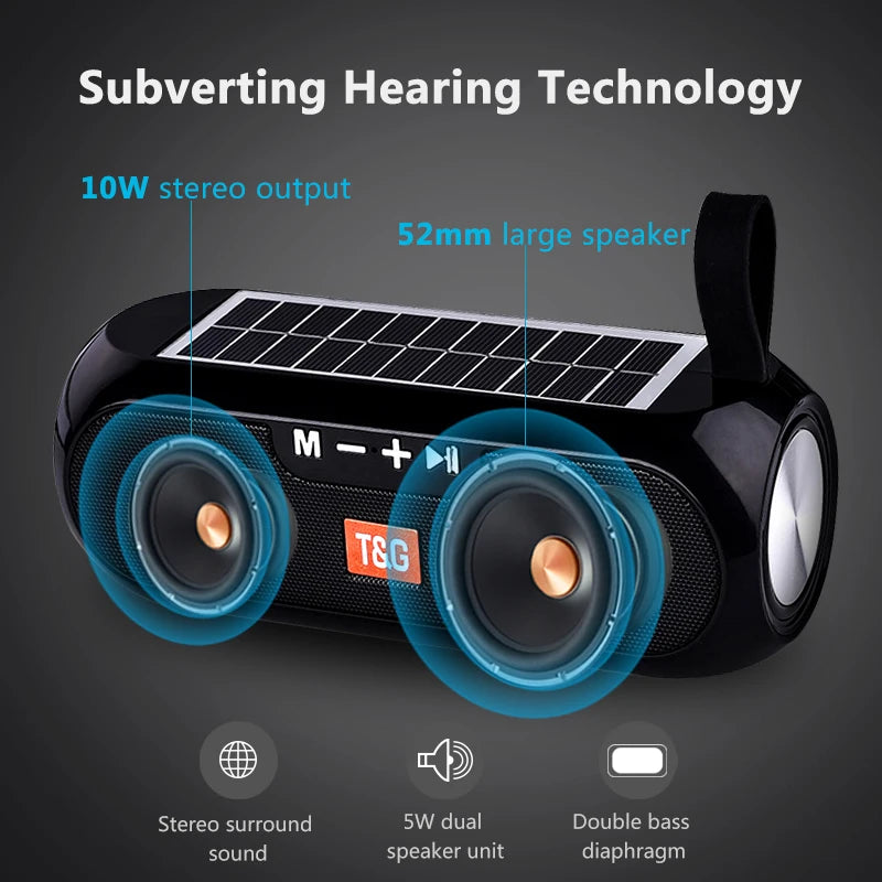 Mini Blue Wireless Speakers Music Sound Player Bluetooth Speaker Solar Charger Speaker